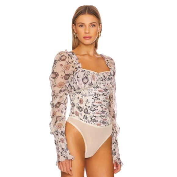 Free People Brunch Date Bodysuit in Ivory Combo NWT - Picture 3 of 4